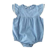 Load image into Gallery viewer, denim baby girl romper singapore
